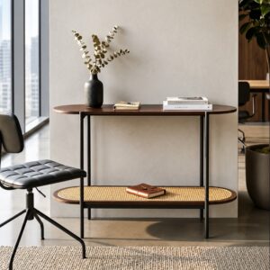 hod two tier rattan console table