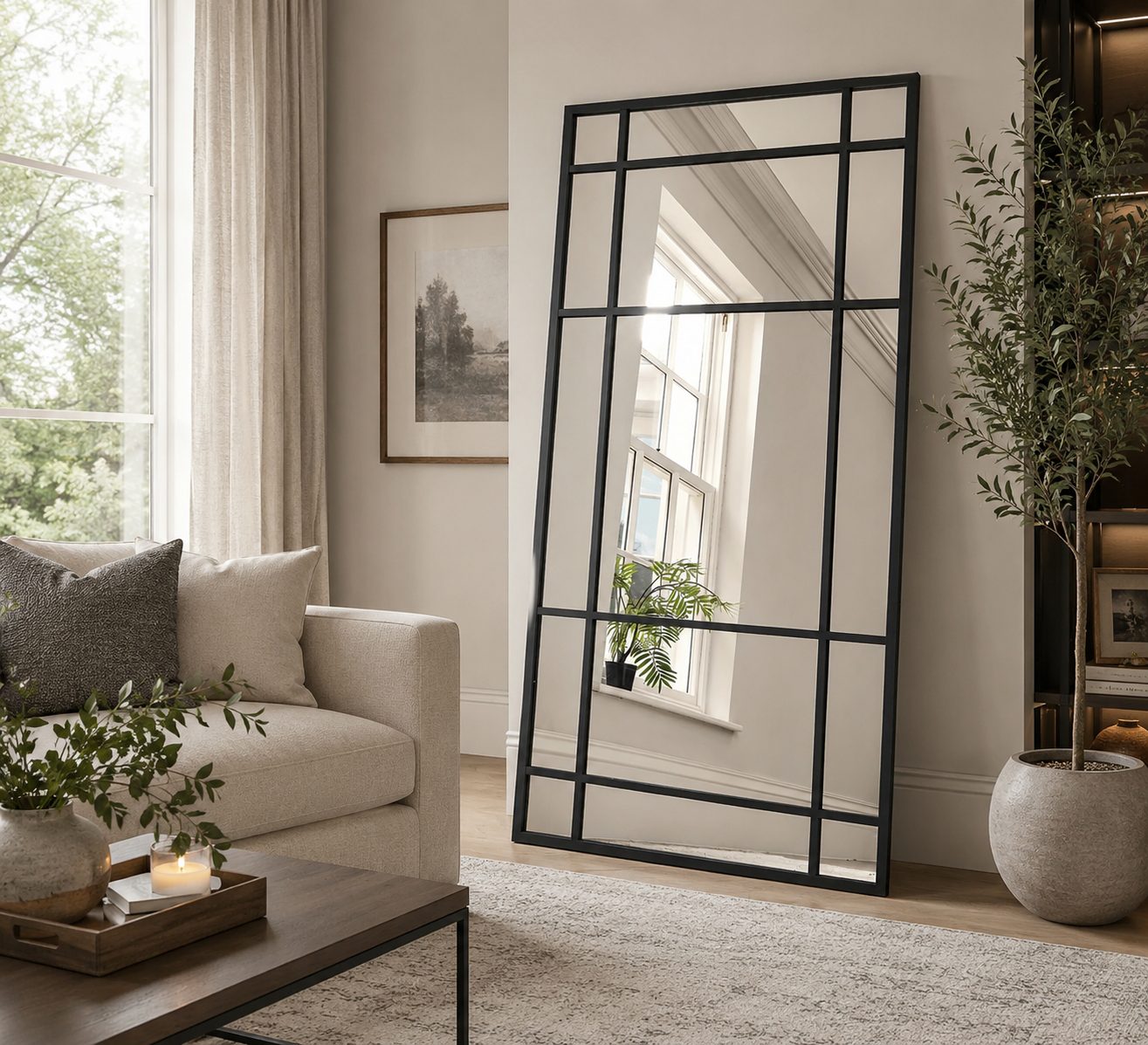 hod 1.8m windowpane black framed full length mirror hod 1.8m windowpane black framed full length mirror